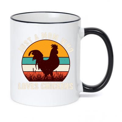 Vintage Just A Mom Who Loves Chickens 11oz Black Color Changing Mug