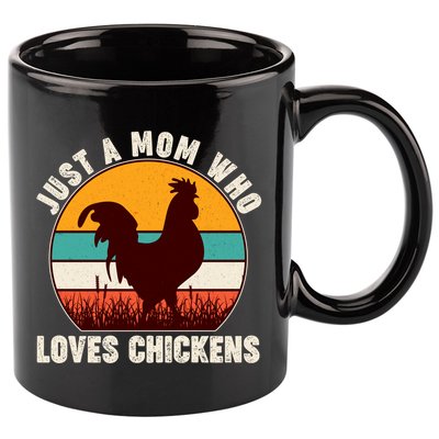 Vintage Just A Mom Who Loves Chickens 11oz C Handle Ceramic Mug
