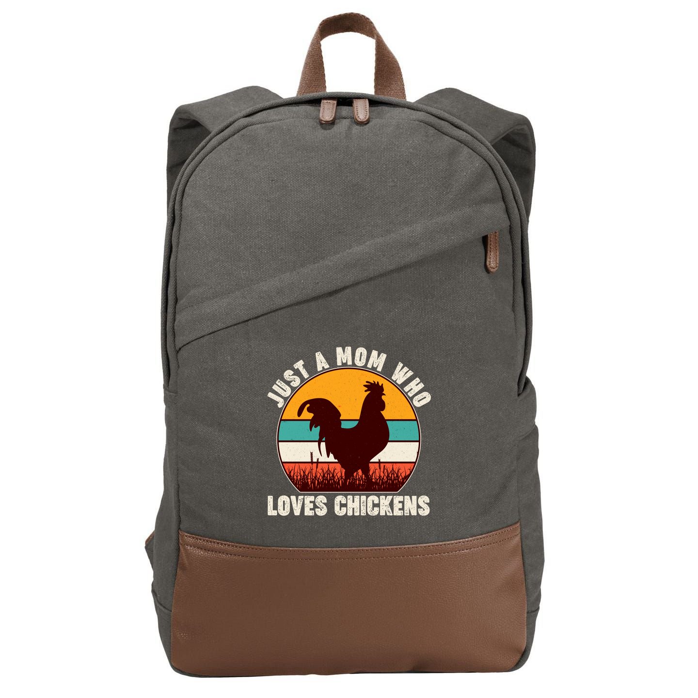 Vintage Just A Mom Who Loves Chickens Cotton Canvas Backpack