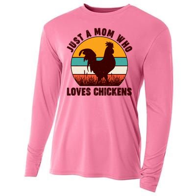 Vintage Just A Mom Who Loves Chickens Cooling Performance Long Sleeve Crew