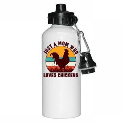 Vintage Just A Mom Who Loves Chickens Aluminum Water Bottle 