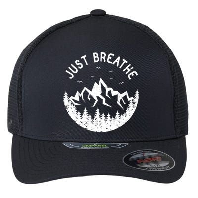 Vintage Just Breathe Nature Adventure Flexfit Unipanel Trucker Cap