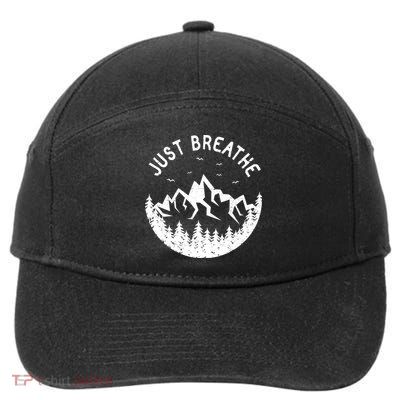 Vintage Just Breathe Nature Adventure 7-Panel Snapback Hat