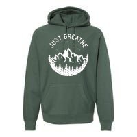 Vintage Just Breathe Nature Adventure Premium Hoodie