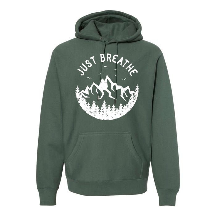 Vintage Just Breathe Nature Adventure Premium Hoodie