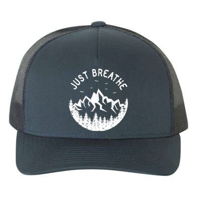 Vintage Just Breathe Nature Adventure Yupoong Adult 5-Panel Trucker Hat