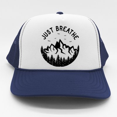 Vintage Just Breathe Nature Adventure Trucker Hat