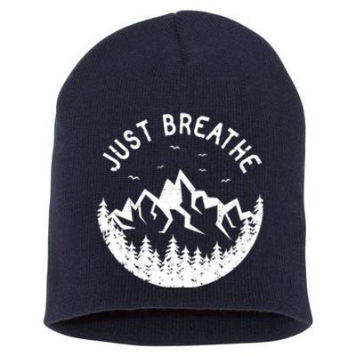 Vintage Just Breathe Nature Adventure Short Acrylic Beanie