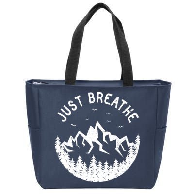 Vintage Just Breathe Nature Adventure Zip Tote Bag