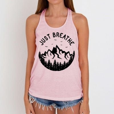 Vintage Just Breathe Nature Adventure Women's Knotted Racerback Tank