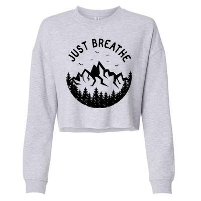 Vintage Just Breathe Nature Adventure Cropped Pullover Crew