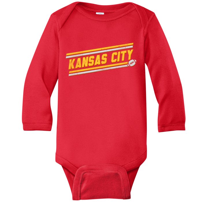 Vintage Kansas City Football Baby Long Sleeve Bodysuit