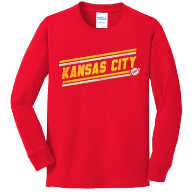 Vintage Kansas City Football Kids Long Sleeve Shirt