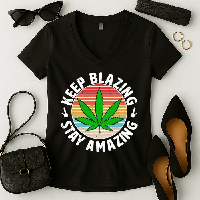 Vintage Keep Blazing Stay Amazing Women's V-Neck T-Shirt