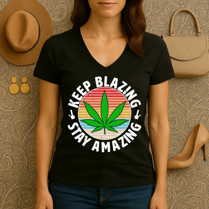 Vintage Keep Blazing Stay Amazing Women's V-Neck T-Shirt