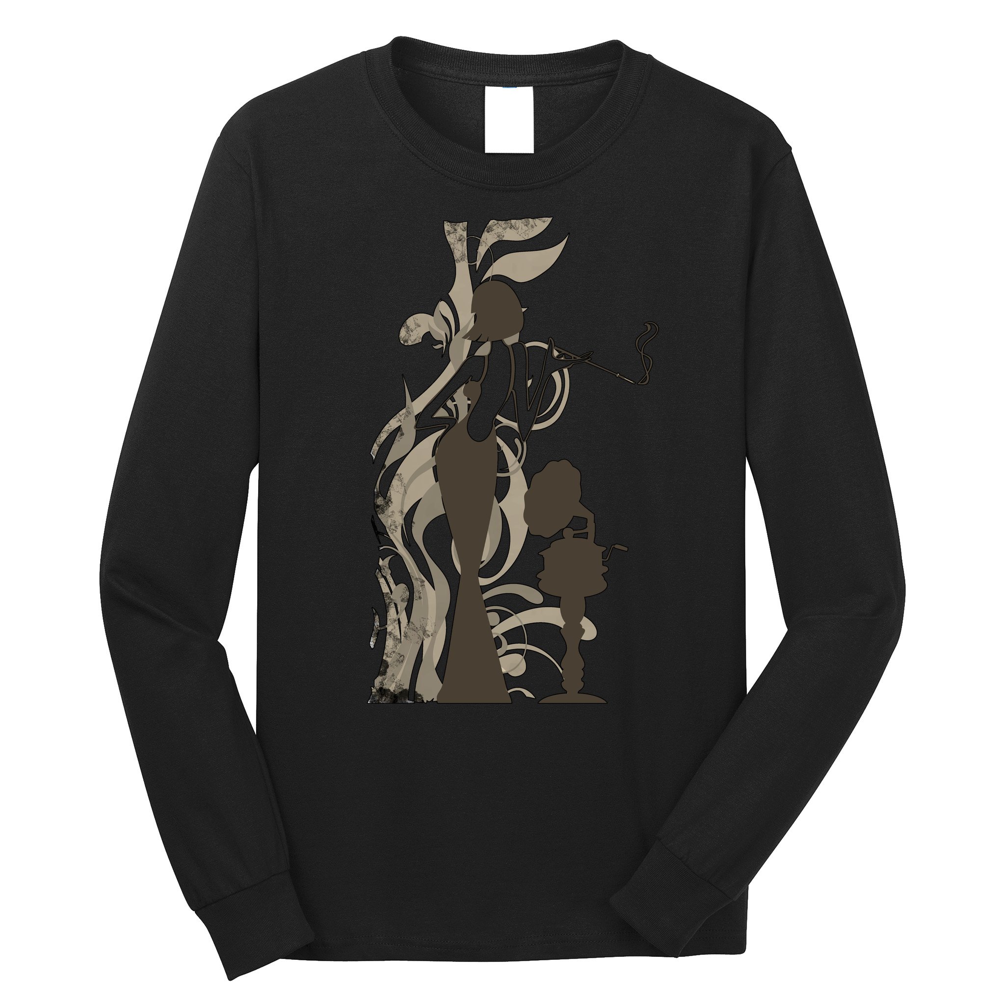 Vintage Lady Smoking Record Player Long Sleeve Shirt