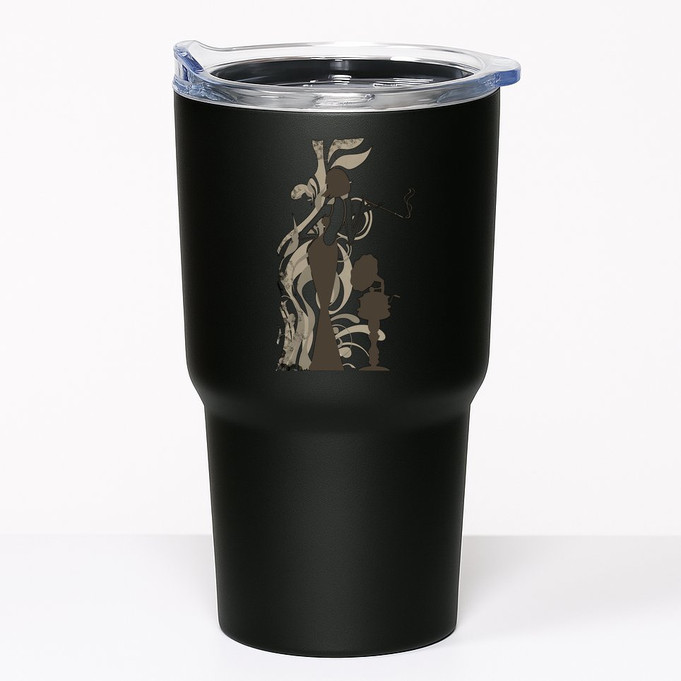 Vintage Lady Smoking Record Player Tumbler