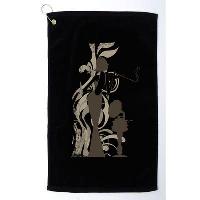 Vintage Lady Smoking Record Player Golf Towel