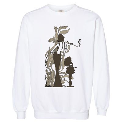 Vintage Lady Smoking Record Player Garment-Dyed Sweatshirt