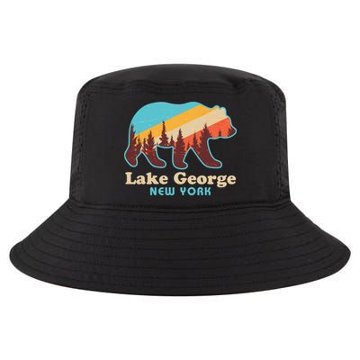Vintage Lake George New York Forest Bear Cool Comfort Performance Bucket Hat