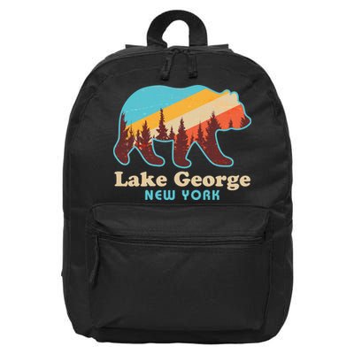 Vintage Lake George New York Forest Bear 16 in Basic Backpack