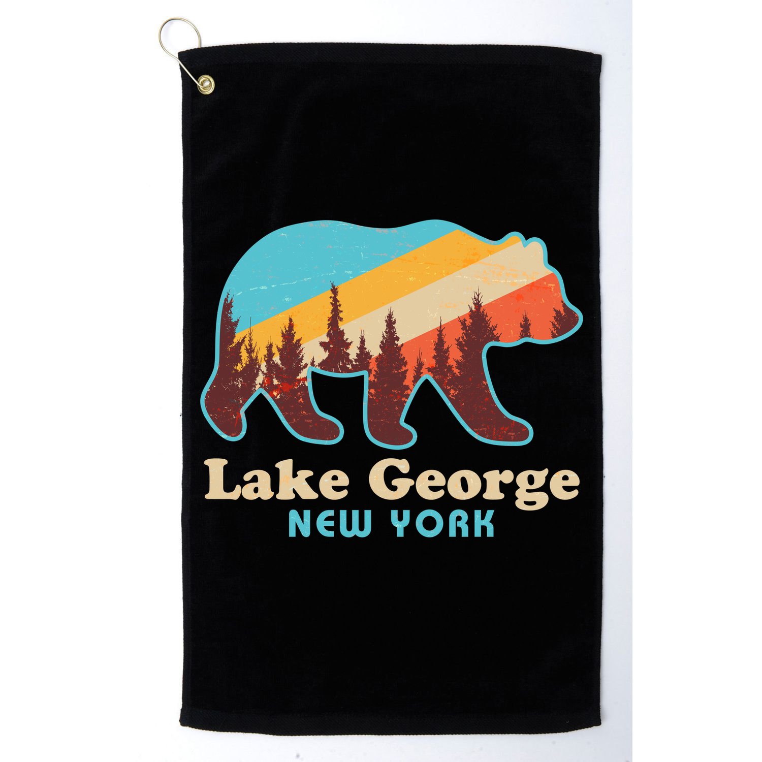 Vintage Lake George New York Forest Bear Golf Towel