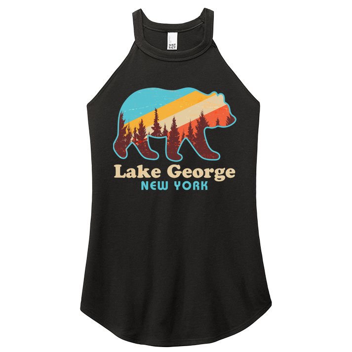 Vintage Lake George New York Forest Bear Women's Perfect Tri Rocker Tank