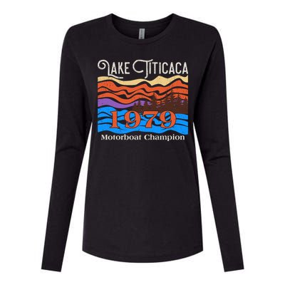 Vintage Lake Titicaca 1979 Motorboat Champion Womens Cotton Relaxed Long Sleeve T-Shirt