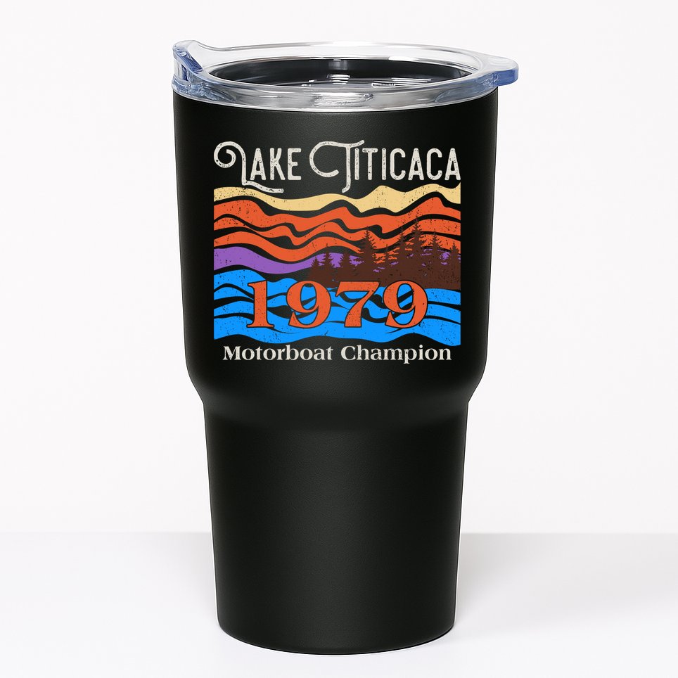 Vintage Lake Titicaca 1979 Motorboat Champion Tumbler