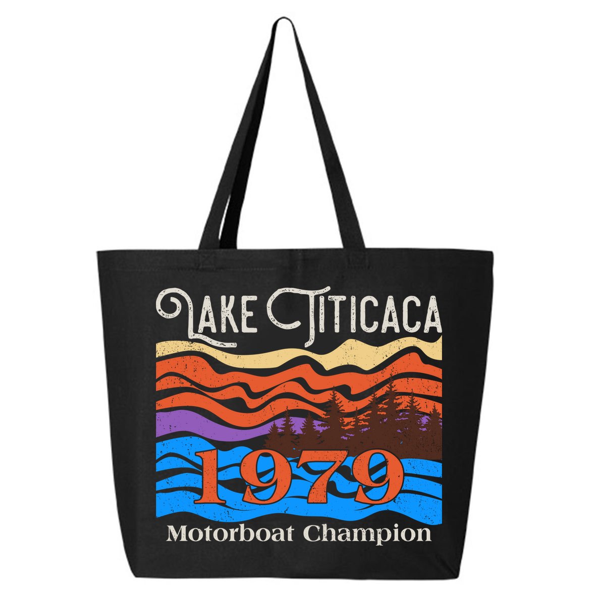 Vintage Lake Titicaca 1979 Motorboat Champion 25L Jumbo Tote