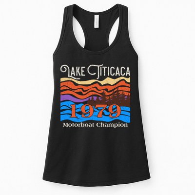 Vintage Lake Titicaca 1979 Motorboat Champion Womens Tank Top