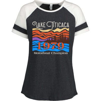 Vintage Lake Titicaca 1979 Motorboat Champion Enza Ladies Jersey Colorblock Tee