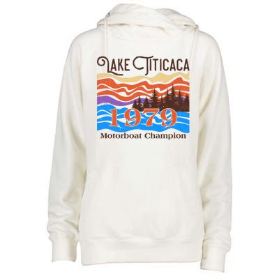 Vintage Lake Titicaca 1979 Motorboat Champion Womens Funnel Neck Pullover Hood