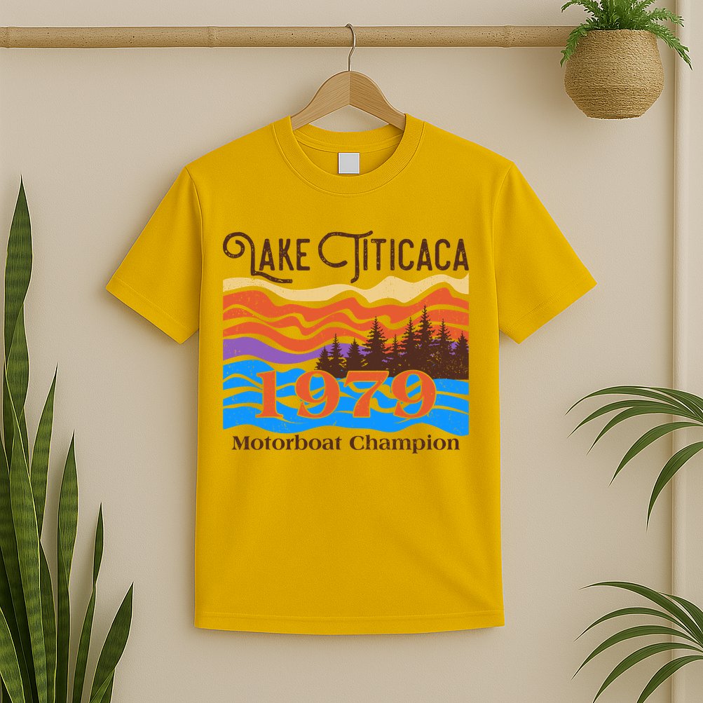 Vintage Lake Titicaca 1979 Motorboat Champion T-Shirt