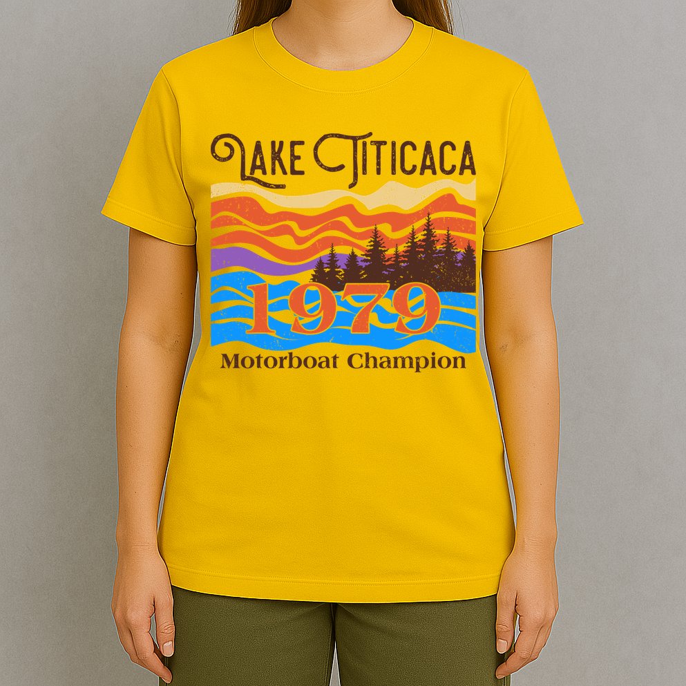Vintage Lake Titicaca 1979 Motorboat Champion T-Shirt