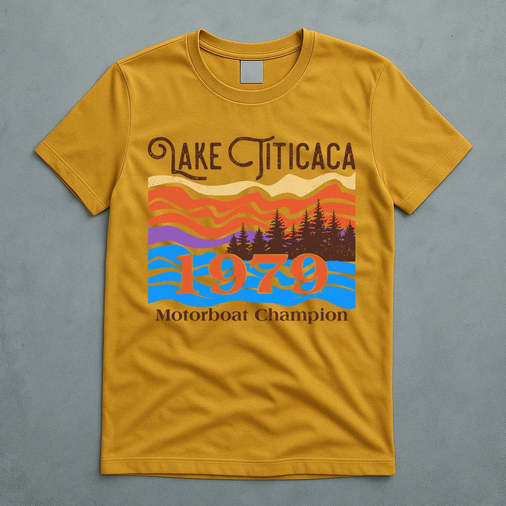 Vintage Lake Titicaca 1979 Motorboat Champion T-Shirt