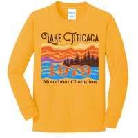 Vintage Lake Titicaca 1979 Motorboat Champion Kids Long Sleeve Shirt
