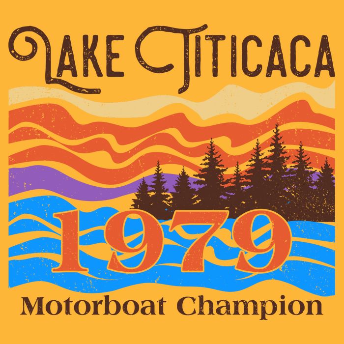 Vintage Lake Titicaca 1979 Motorboat Champion Kids Long Sleeve Shirt