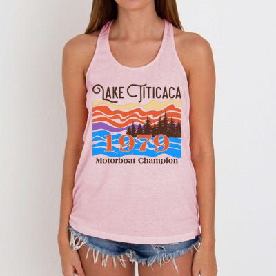 Vintage Lake Titicaca 1979 Motorboat Champion Women's Knotted Racerback Tank