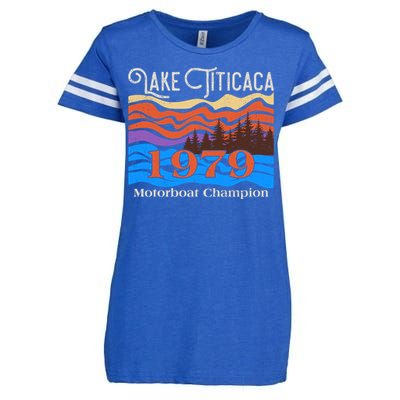 Vintage Lake Titicaca 1979 Motorboat Champion Enza Ladies Jersey Football T-Shirt