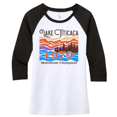 Vintage Lake Titicaca 1979 Motorboat Champion Women's Tri-Blend 3/4-Sleeve Raglan Shirt