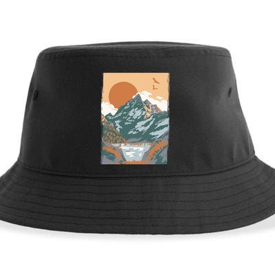Vintage Landscape Sustainable Bucket Hat