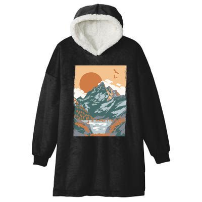 Vintage Landscape Hooded Wearable Blanket