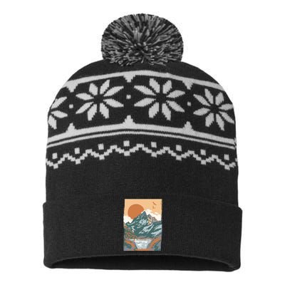 Vintage Landscape USA-Made Snowflake Beanie