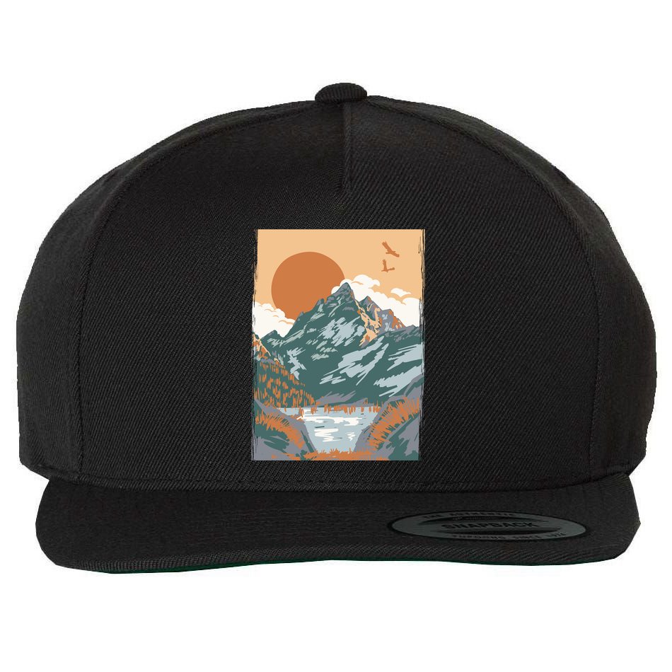 Vintage Landscape Wool Snapback Cap