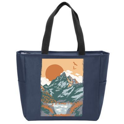 Vintage Landscape Zip Tote Bag