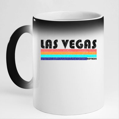 Vintage Las Vegas Nevada Stripe Logo 11oz Black Color Changing Mug