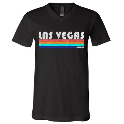 Vintage Las Vegas Nevada Stripe Logo V-Neck T-Shirt