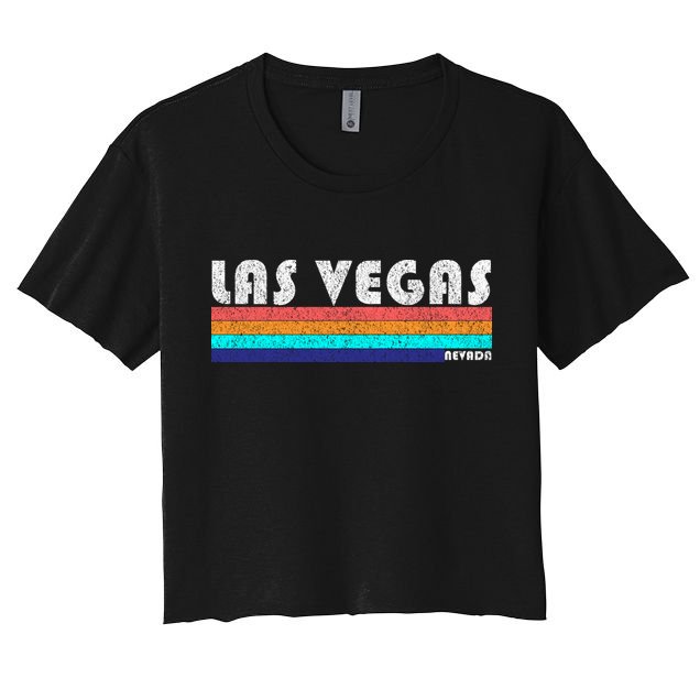 Vintage Las Vegas Nevada Stripe Logo Crop Top