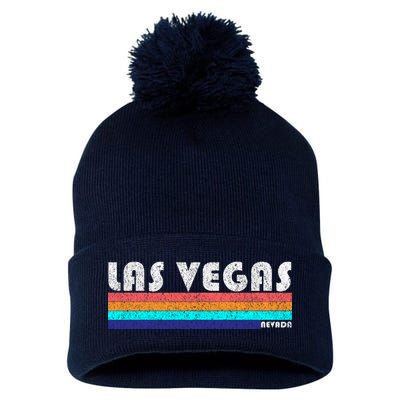 Vintage Las Vegas Nevada Stripe Logo Pom Pom 12in Knit Beanie